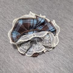 チェック柄シュシュ♡レース付き♡