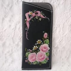 救急3点セット　口紅リップケース　メガネケース　薔薇　手描き　トールペイント 救急3点セット 口紅リップケース メガネケース 薔薇 手描き