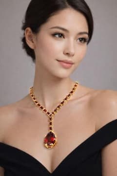 レッドビジュー ドロップネックレス | Mercari