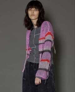 MAISONSPECIAL モヘアボーダー 2WAメッシュニット ピンク 完売品のサムネイル
