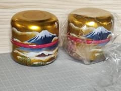 2個セット 富士山 桜 茶筒 金色 ゴールドカラー 松尾芭蕉 和歌