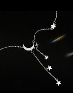s925 月と星のネックレス 星型タッセル 銀 スターリングシルバー 