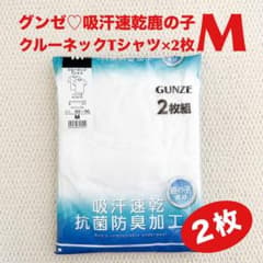 グンゼ 丸首Tシャツ M×2枚 肌着 吸汗速乾 抗菌防臭 鹿の子 신품・ 미개봉