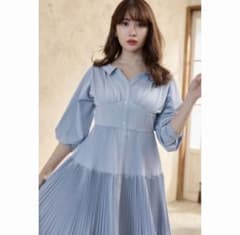 Herlipto Pleated Open Shirt Dress skyのサムネイル