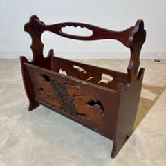 昭和レトロモダン】木製バラデザイン彫り スリッパラック マガジン