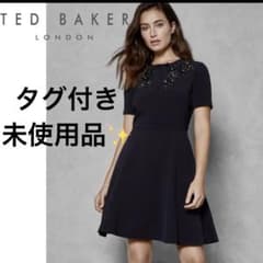 TED BAKER リボン付きブラックワンピース 新品未使用品✨TED BAKER ブラック リボン付き半袖ワンピース サイズ3