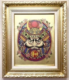 【F6号】ジミー大西【ダルマ】手描き作品/裏サイン有り/油彩/高級額縁/絵画のサムネイル