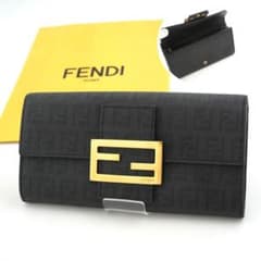 ✨Aランク✨ FENDI 長財布 ズッカ ズッキーノ FFロゴ PVCレザー 黒