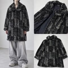 90s 丸襟 レオパード ファー ロングコート グランジ パンク お兄系 ギャル