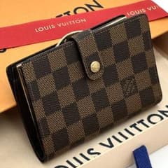 極美品】ルイヴィトン ダミエ エベヌ ヴィエノワ がま口 二つ折り財布
