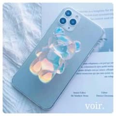 くま　スマホホルダー　クリスタル調くま スマホホルダー 2112-128のサムネイル