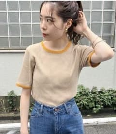 kastane リブ 半袖Tシャツ オレンジ系のサムネイル