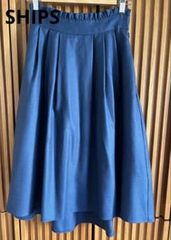 SHIPS フレアスカート ウール100% アシンメトリー