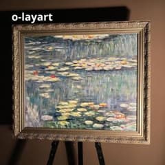 ☆秀作☆ 手書き油絵 クロード・モネ 睡蓮 肉筆絵画 額付き インテリア