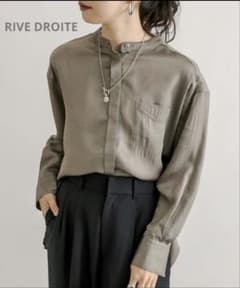 RIVE DROITE バンドカラーシャツ　オリーブ フリーサイズ 上品のサムネイル