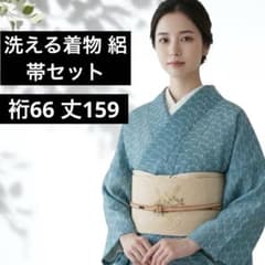 裄66 洗える着物 絽 夏着物 帯セット ポリエステル た50 - メルカリ