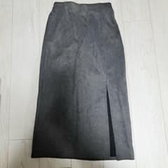 【GRL】スエード調 スリットタイトスカート チャコールグレー Sサイズ
