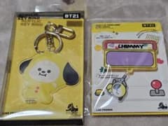 BT21 CHIMMY 아크릴 열쇠 고리 & 핀 배지 2 점 세트