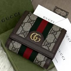 ◇新品級◇GUCCI オフィディア GGスプリーム 三つ折り財布 シェリー