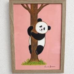 パンダ 水彩色鉛筆画 アクリル画 原画 癒し インテリア B5 - メルカリ