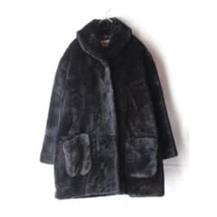 90s ビッグサイズ エコファーコート フェイクファー セミロング 3XL 黒のサムネイル