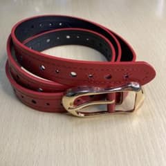 レザー 赤 ベルト ゴールドバックルのサムネイル