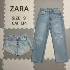 ZARAザラ ダメージデニム＆ショートパンツ 2点セット サイズ9 134cmのサムネイル