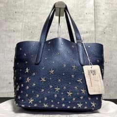 美品タグ付き】JIMMY CHOO SOFIA/S ネイビー レザー トート - メルカリ