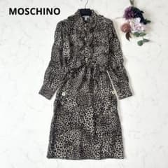MOSCHINO モスキーノ レオパード柄 シルク100% シャツワンピース