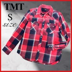 TMT ネルシャツ チェックシャツ メンズ トップス 長袖 S ウエスタン 赤