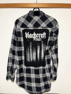 BLACKCRAFTCULT バックプリントチェックシャツ M ブラック黒 古着のサムネイル
