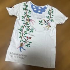 rough ラフ 刺繍ワッペンTシャツ アニマル柄 ホワイト