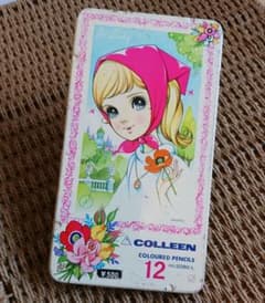 ☆缶ケースのみ☆ 昭和レトロ COLLEEN 色鉛筆 12色用缶ケース 高橋真琴
