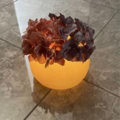 LEDライトワックスベース紫陽花花束付き