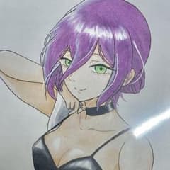 チェンソーマン レゼ 色紙 手描き - メルカリ