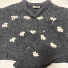 NKNIT グレー ハート柄 ニット セーターのサムネイル