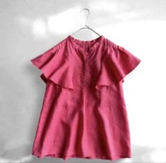 美品 アナイ ANAYI ソフトリネンフレア袖 ブラウス ピンク 38 M相当 美品 アナイ ANAYI ソフトリネンフレア袖 ブラウス ピンク 38 M相当