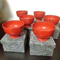 輪島塗 木製朱塗 汁椀六客未使用品 - メルカリ