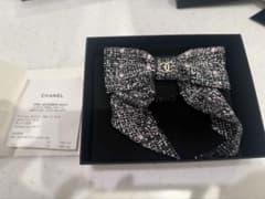 CHANEL ボウ　バレッタ　ツイード柄　25B ピンク　ブラック　ココマーク CHANEL ボウ バレッタ ツイード柄 25B ピンク ブラック ココマーク