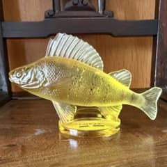 ラリック文鎮ペーパーウェイトオプジェ置物 魚 シトリンのような質感 
