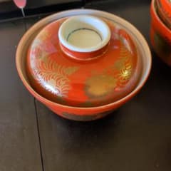 京峰造 蓋付き煮物椀 5客セット 朱色 金彩 - メルカリ
