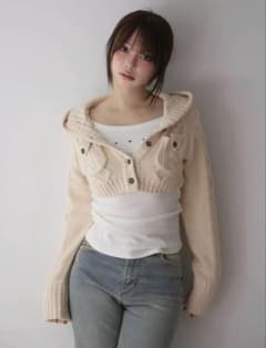 andmary Mary logo cable knit set ivoryのサムネイル