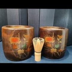 AS42 木製 火鉢 一対 菊蒔絵 茶道具 縦横15.5cm フラワーポット AS42 木製 火鉢 一対 菊蒔絵 茶道具 縦横15.5cm フラワーポット - メルカリ