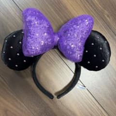 【ディズニー】ミニーちゃん　スパンコールカチューシャ　紫のサムネイル