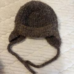 ブラウン 耳あて付きニット帽