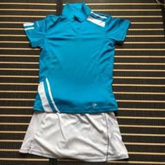 ダンロップテニスウェアレディース上下 水色白のサムネイル