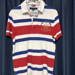 TOMMY HILFIGER ポロシャツ ボーダー 刺繍ロゴのサムネイル