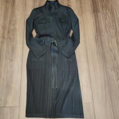 極美品 プリーツプリーズ ロングコート 近年モデル ショールカラー グリーン 極美品 プリーツプリーズ ロングコート 近年モデル ショール