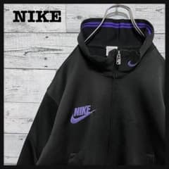 希少 NIKE トラックジャケット 銀タグ 刺繍ロゴ 90s ブラック XL 90s 日本製】NIKE ナイキ☆刺繍ロゴ トラックジャケット XL 黒 NIKE