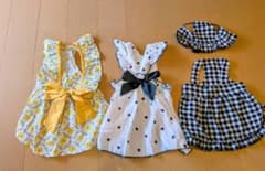 犬用ワンピース 3点セット フリル リボンМサイズのサムネイル